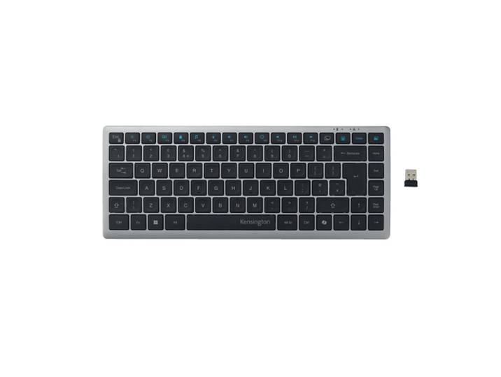 Kensington Clavier Compact sans fil silencieux KB435 EQ rechargeable - Connexion Bluetooth + Dongle USB-A - Gris spacial