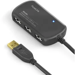 PureLink USB 2.0 Aktiv Verlängerung mit Hub - schwarz - 12,0m