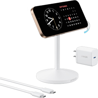 Anker MagGo iPhone 17 MagSafe Charger Compatible Stand (Qi2 15W,With Adapter)