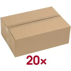 Quali Well Versandkartons 33,0/22,8/11,4 cm - 20 Stück braun, 33.6x12.2x23.5 cm