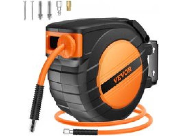 VEVOR Druckluft Schlauchtrommel, 9,52 mm x 15,24 m Luftschlauch, max. 300 PSI, Schlauchaufroller mit automatischem Aufrollen, Decken-/Wandmontage, geschlossene PP-Rolle & 180°-Schwenkhalterung