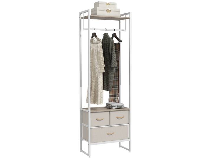 HOMCOM Perchero para Ropa Perchero Recibidor con 3 Cajones de Tela y Estante de Almacenamiento 58,5x30x178 cm Naturel