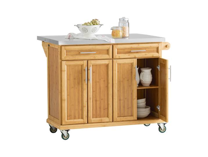 SoBuy FKW69-N chariot de cuisine îlot de cuisine avec plaque de travail extensible en acier inoxydable chariot de service de garde-robe de cuisine