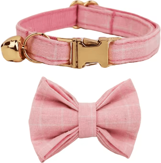 Inspire Picks Bella Bow Personalized Cat Collar With Adjustable Safety Buckle bow Tie Collar(06) l For Neck 20 32cm