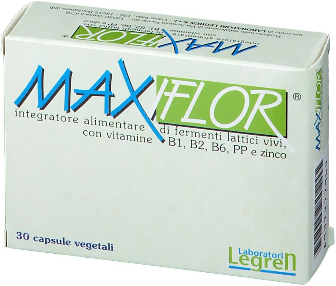 LABORATORI LEGREN Srl Maxiflor, Integratore con Fermenti Lattici Vivi, 30 Capsule – Benessere dell'Intestino