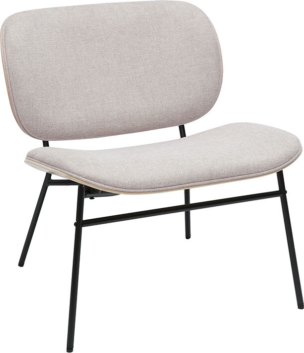 Miliboo Sessel aus Textil mit strukturierter Samt-Optik in Beige und Schwarzem Metall SHELBY