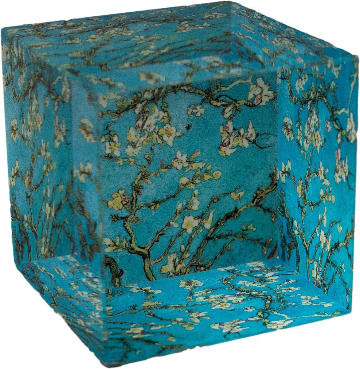 QB art Decoratieve kubus Van Gogh en de amandelbloesem
