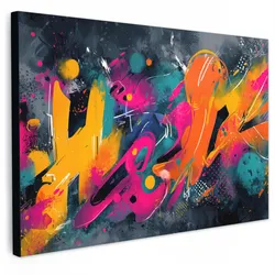 LEINWANDBILD Abstrakt - Graffiti - Farbenfroh - Farbspritzer Gemälde 60x40 cm