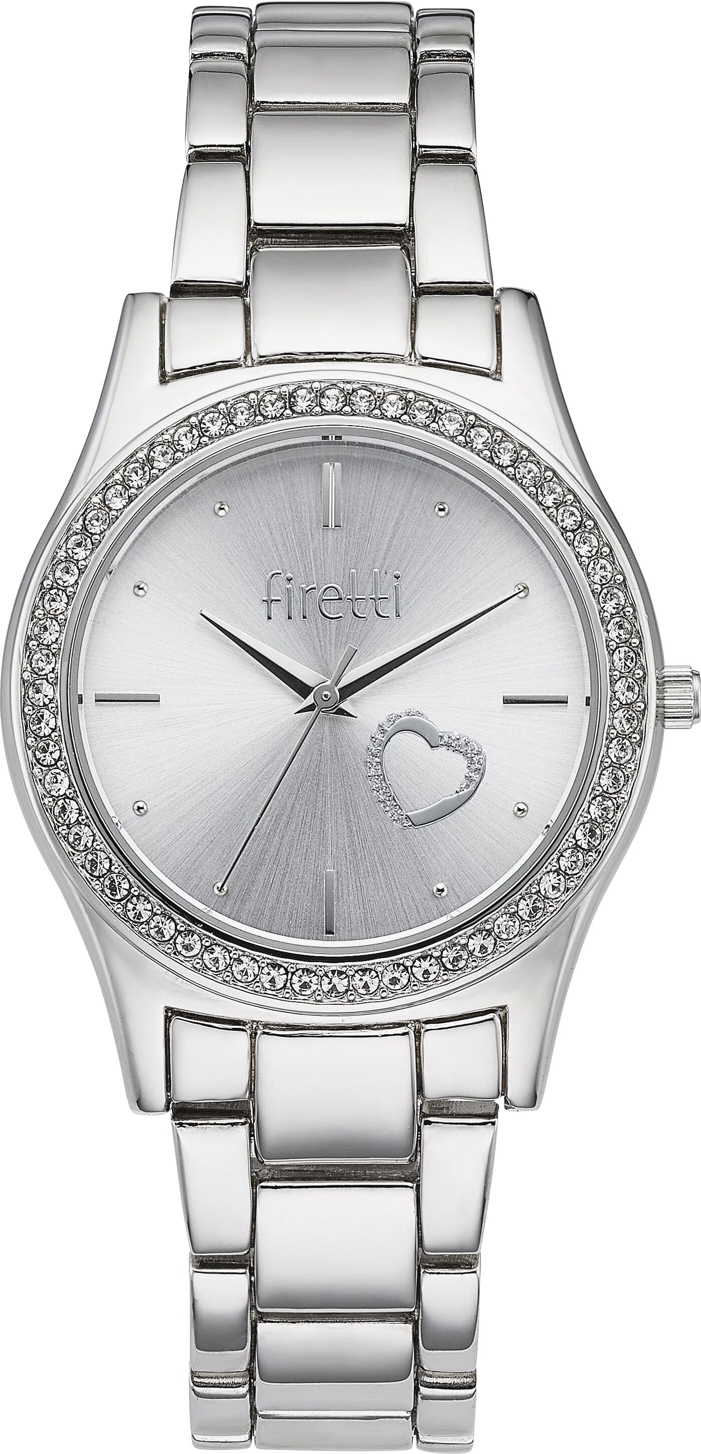 Quarzuhr FIRETTI, silber (silberfarben), Armbanduhren, Damen, Quarzuhr, Armbanduhr, Damenuhr, Glitzersteine, Geschenkset