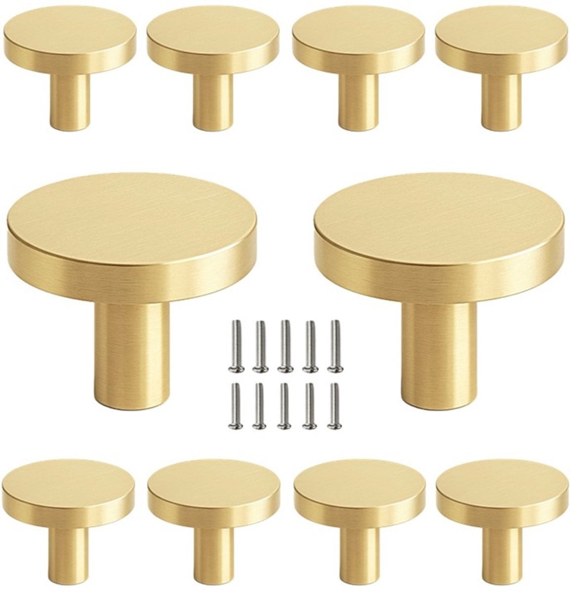 MSQDESIGN Kastknoppen Goud - Set van 10 Ronde Meubelknoppen van Metaal