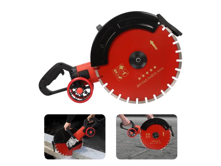 Scie à béton électrique 7200W, 14 pouces, coupe-béton, chasse murale, scie circulaire filaire humide/sec avec lame de scie de 163mm