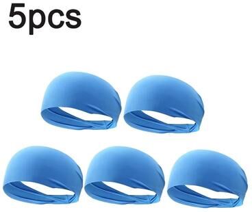Inspired Finds Ultra Thin Breathable Sports Sweatband Headwrap Absorbent Outdoor Headband 5pcs Blue