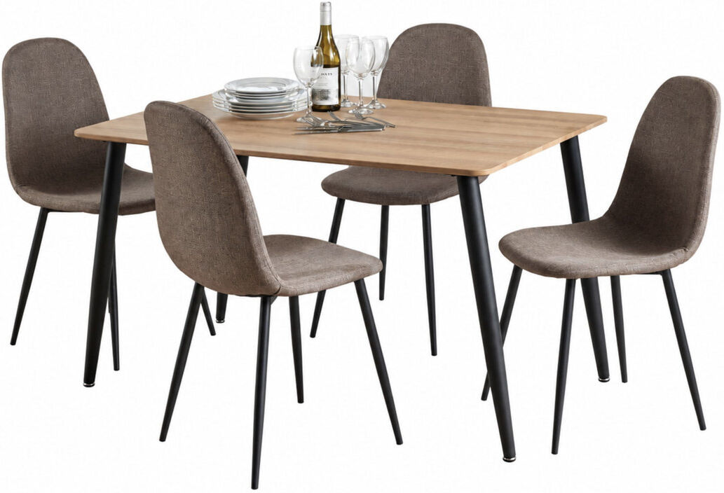 George Oliver Holmen 5-Piece Dining Set - 4 Chairs & Table Tan/Brown 4
