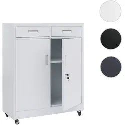 Aktenschrank HWC-O89, Stahlschrank Büroschrank, Rollen Türen Schubladen abschließbar Metall 116x90x40cm ~ weiß
