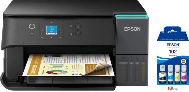 Epson EcoTank ET-2950 inkjetprinter met 1 set extra inktflesjes voor printen, scannen en kopiëren