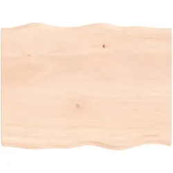 vidaXL Tischplatte 80x60x2 cm Massivholz Eiche Unbehandelt Baumkante