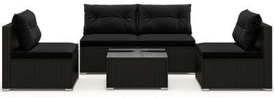Costway 5-Piece Outdoor Patio Furniture Set with Cushions and Coffee Table-Black