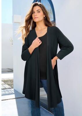 Plus Size Women's Ultra Drape Cardigan by Roaman's in Black (Size 30/32)