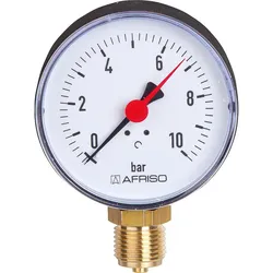 Rohrfeder-Manometer für Heizung/Sanitär Industrie - Radial, Afriso, Ø100mm, DN15 (1/2''), 0-6bar