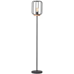 BRILLIANT Lampe, Tosh Standleuchte 1flg antik holz/schwarz korund, 1x A60, E27, 40W, Holz aus nachhaltiger Waldwirtschaft (FSC)
