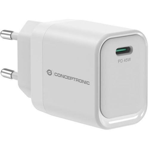 Conceptronic Ladegerät 1Port GaN USB-C 45WPD3.0/PPS ws