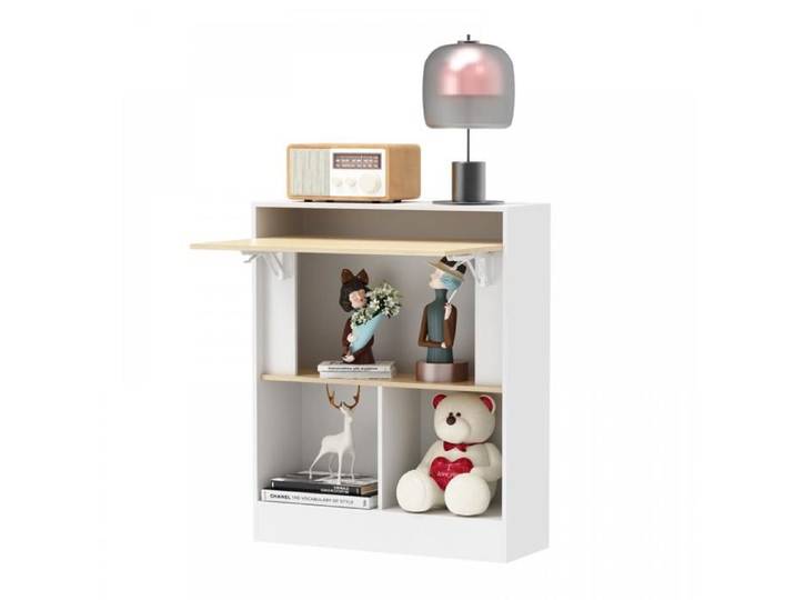 Bureau gaming QUIIENCLEE MDF meuble de rangement plateau rabattable pour salon chambre ou bureau 25×70×85cm Blanc