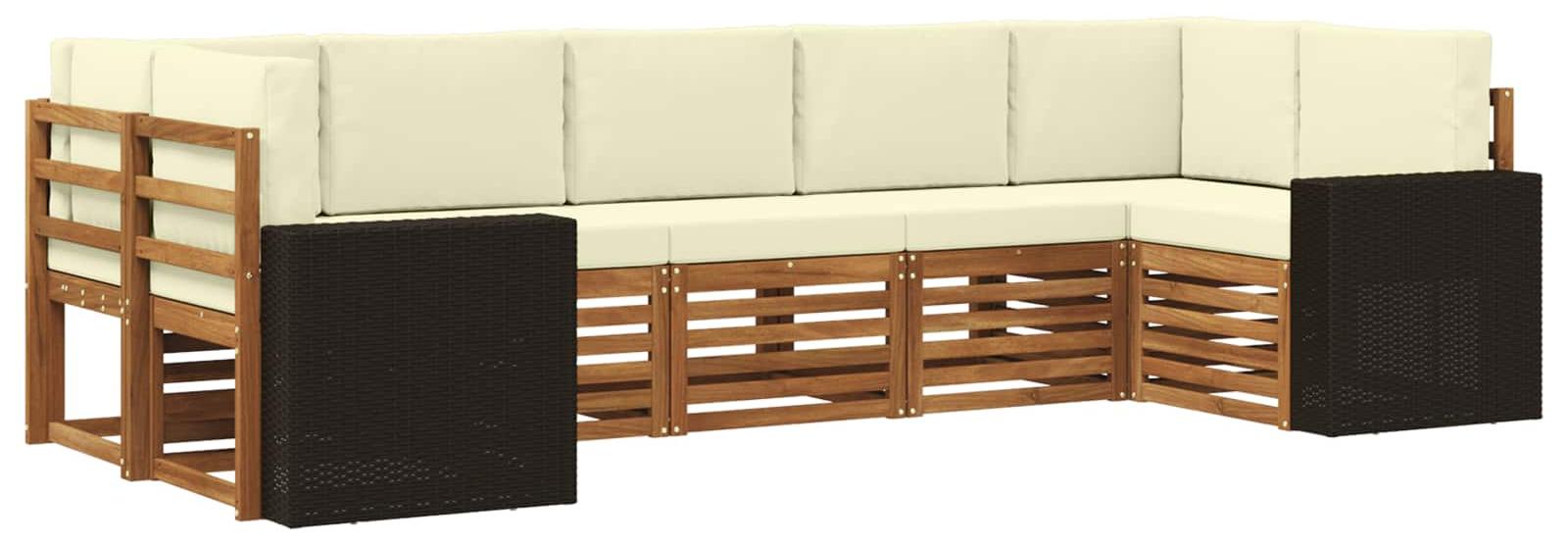 Ecksofa Set mit Kissen 7 pcs Natur und Creme Polyester