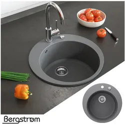 Granit Spüle Küchenspüle Einbauspüle Spülbecken+Drehexcenter+Siphon Grau