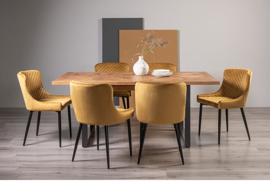 Hykkon Extendable Dining Set Mustard 6
