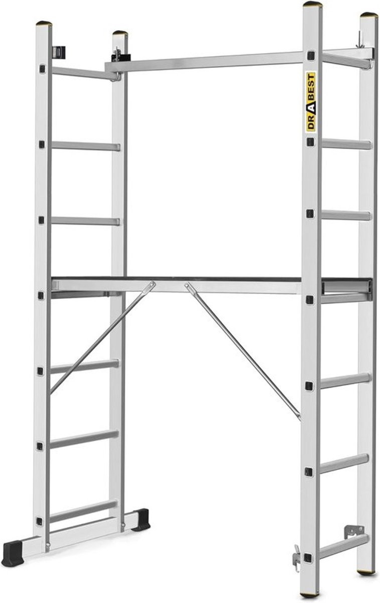 Multifunctionele 3-in-1 Aluminium Ladder met Werkplatform en Verstelbare Hoogte