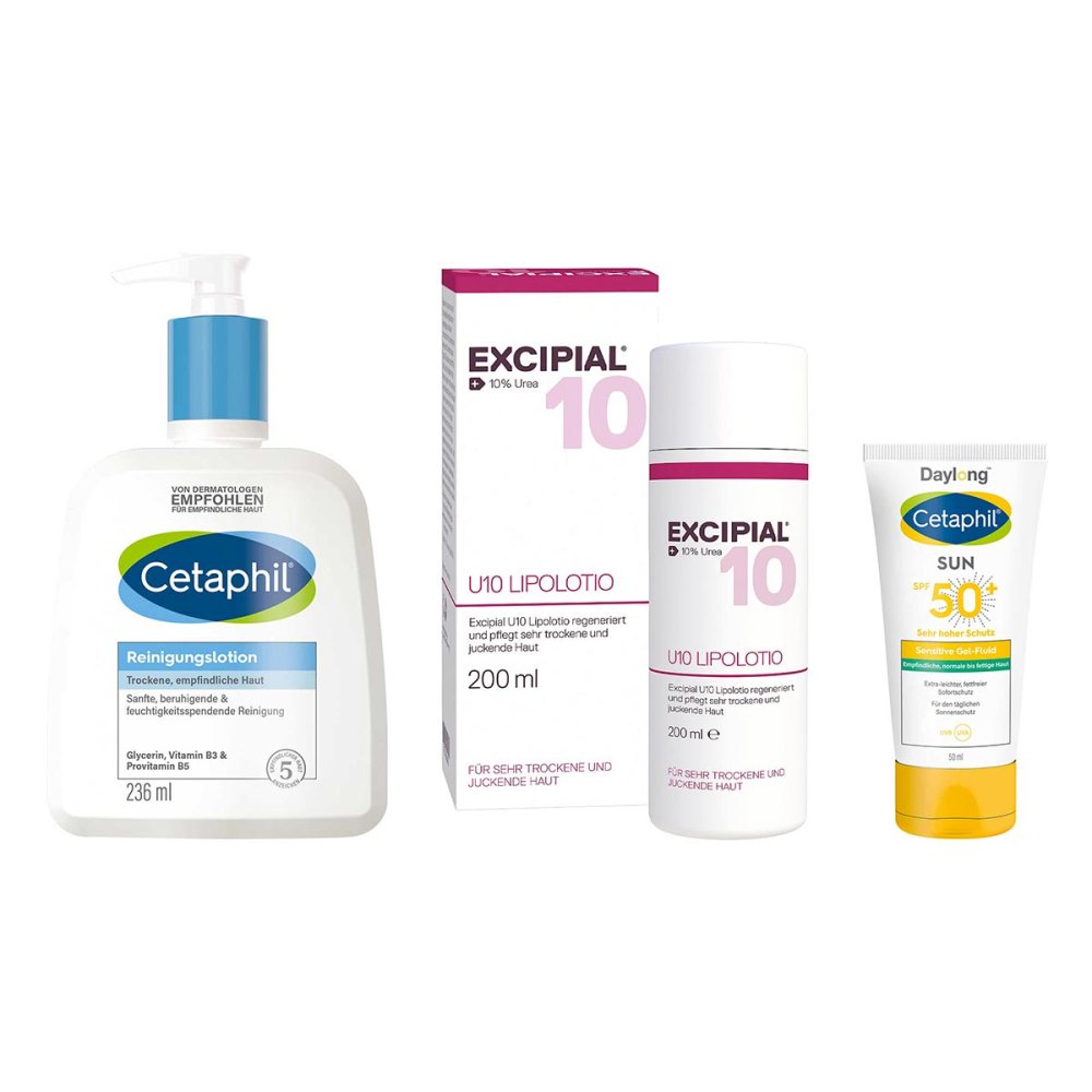 Galderma Laboratorium GmbH Excipial & Cetaphil Set: Urea-Pflege, Reinigung & UV-Schutz 08105394