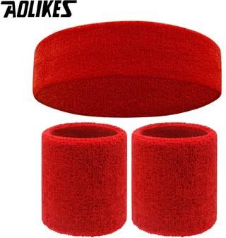 Uplift Treasures AOLIKES Sports Sweatband Headband And Wristband Set red