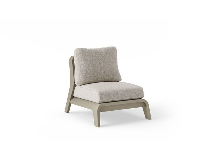 Suns Basta Low Dining Chair Aluminium Champagne/Seashell bouclé