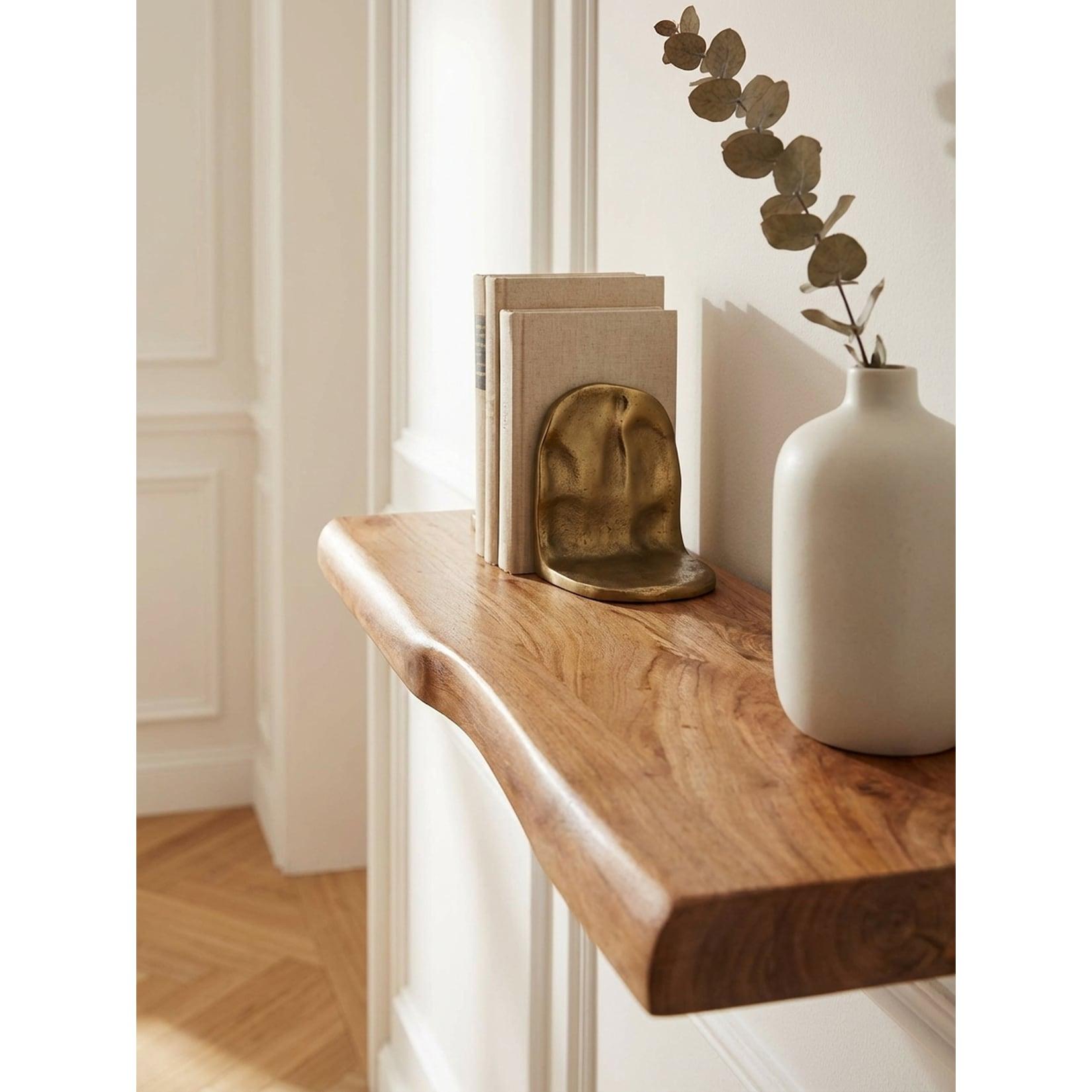 Wandregal Massivholz Baumkante Landhausstil, Akazie 60x26x4 cm