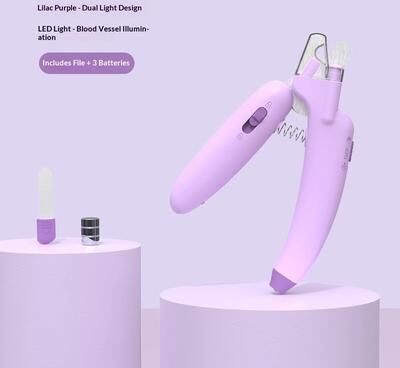 Happy Pet Pantry LED Pet Nail Clippers With Safety Light For Dogs, Cats & Small Animals purple