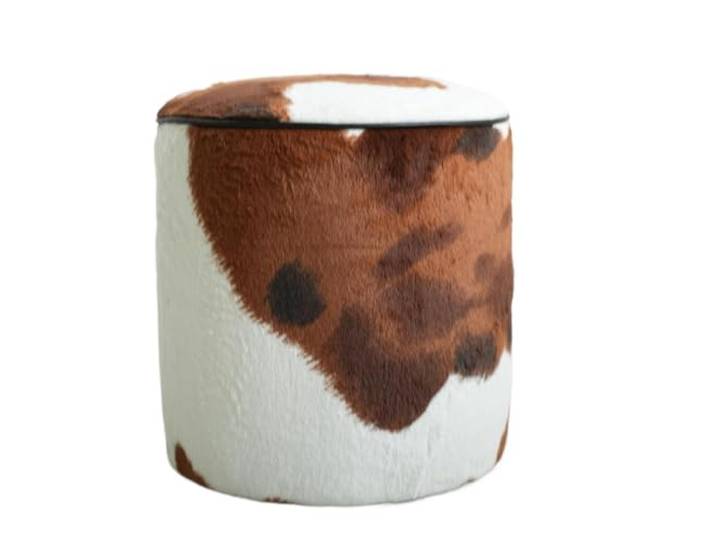 Zymjzbetic Ottoman-Hocker mit runder Fußstütze und Plüsch-Tiermuster For das Wohnzimmer, multifunktionale Akzentsitz-Eingangsbank for die Inneneinrichtung(Color 3)