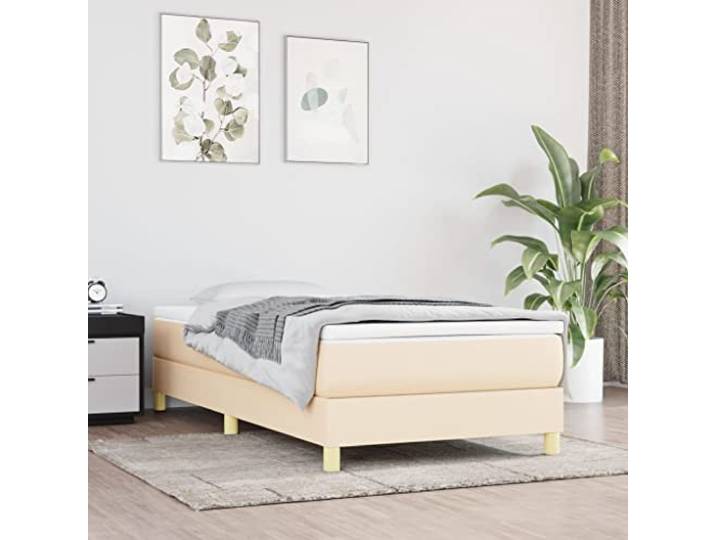 RJPLMFV Lattenrost mit Matratze, 80 x 200 cm, cremefarben, Stoff Taschenfedern, feste Halterung, Sperrholzlatten, atmungsaktiv, langlebig