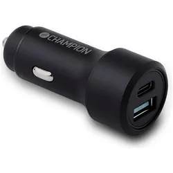 Champion Autoladegerät 43 W 2-Port QC/PD Schwarz, Auto Adapter, Schwarz
