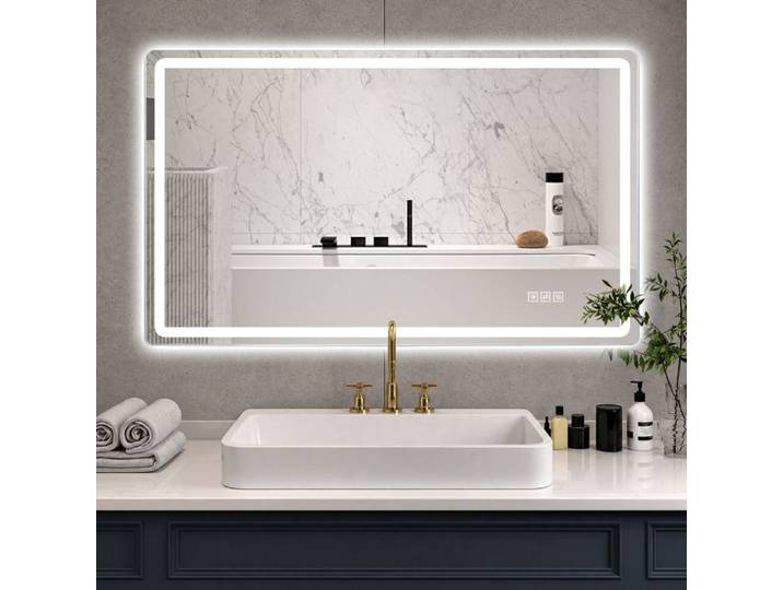 Miroir salle de bain led 120x60 sans cadre anti-buée 3 températures de couleur