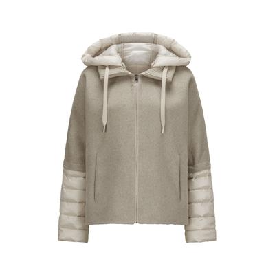 Winterjacke MILESTONE "MSAzalea", Damen, Gr. 38, toffee melange, porcelain, Jacken Winterjacke, dekorativer Stehkragen aus Strick