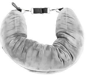 Inspired Finds Portable Fillable Neck Pillow Adjustable Flannel Travel Support grey
