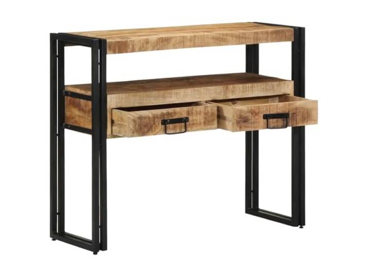 Schubladenkonsole Braun 90 x 33 x 75 cm Mangoholz Stahlrahmen, traditionelle Schubladen, modernes Design, für Flur und Wohnzimmer