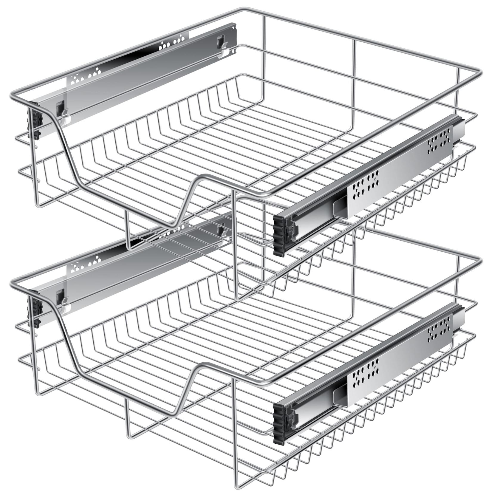 KESSER® Teleskopschublade 30-60cm Schrankbreite verchromt aus Edelstahl Schubladeneinsatz für Küchenschrank Korbauszug Schrankauszug