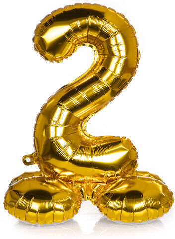 Folienballon "2", stehend, gold