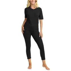 Damella Bamboo Short Sleeve Pyjamas Schwarz Bambus Medium Damen