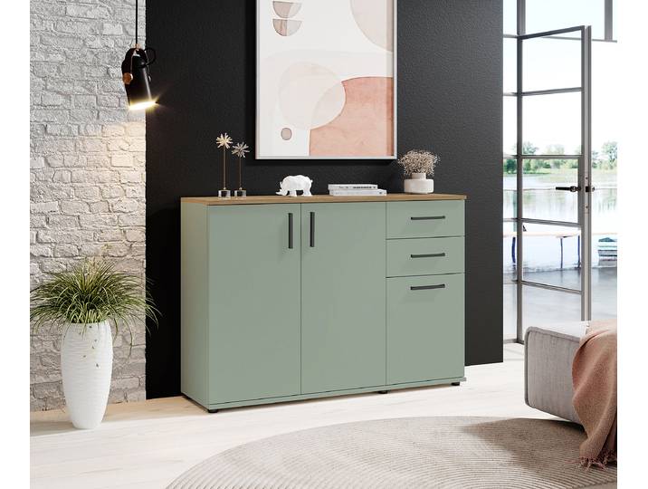 Commode 120 cm avec 3 portes 120 x 84 x 35cm Vert