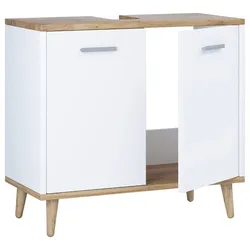 Waschbeckenunterschrank Landos Weiß/Honigeiche