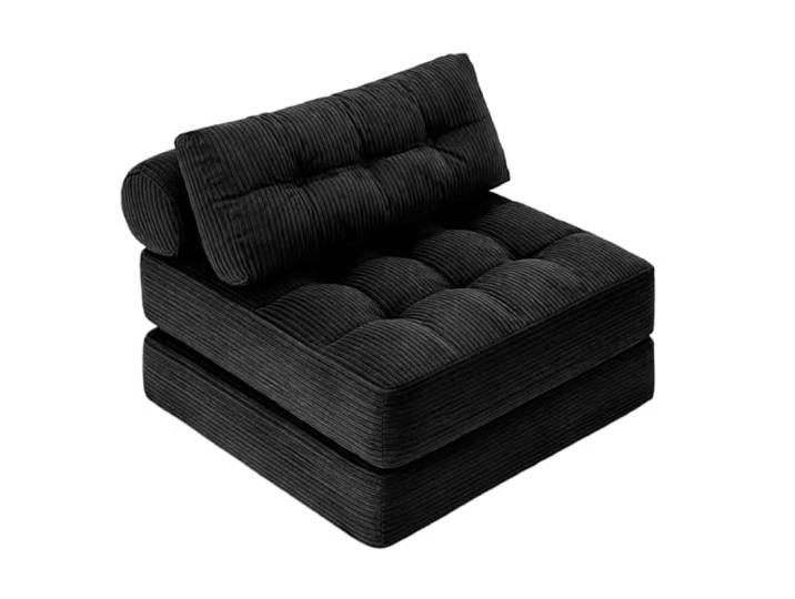 Klappbares Schlafsofa, 4-in-1-Wandelstuhlbett und Sitzsackcouch, platzsparendes Gästebett für kleine Wohnungen, Studentenwohnheime, Wohnzimmer und Schlafzimmer, keine Montage erforderlich (Schwarz)