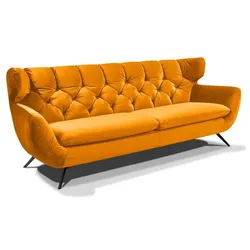 Portobello Sofa Chester Stoff Gelb Curry 3-Sitzer