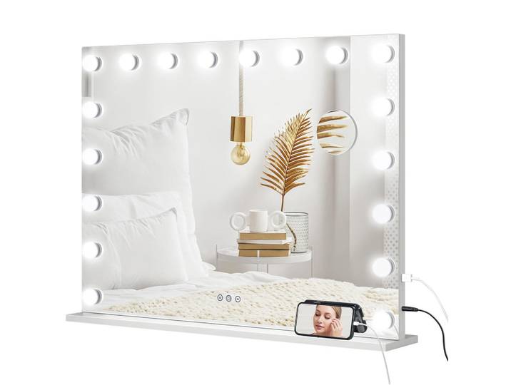 ComfortXL Schminkspiegel De-18032 80/62 cm, dimmbar, 3 Lichtmodi, Weiß, Glas, 14x80x62 cm, Spiegel, Schminkspiegel